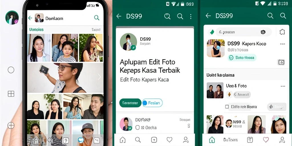 Antarmuka DS99 yang menampilkan efek Edit Foto Kertas Kaca