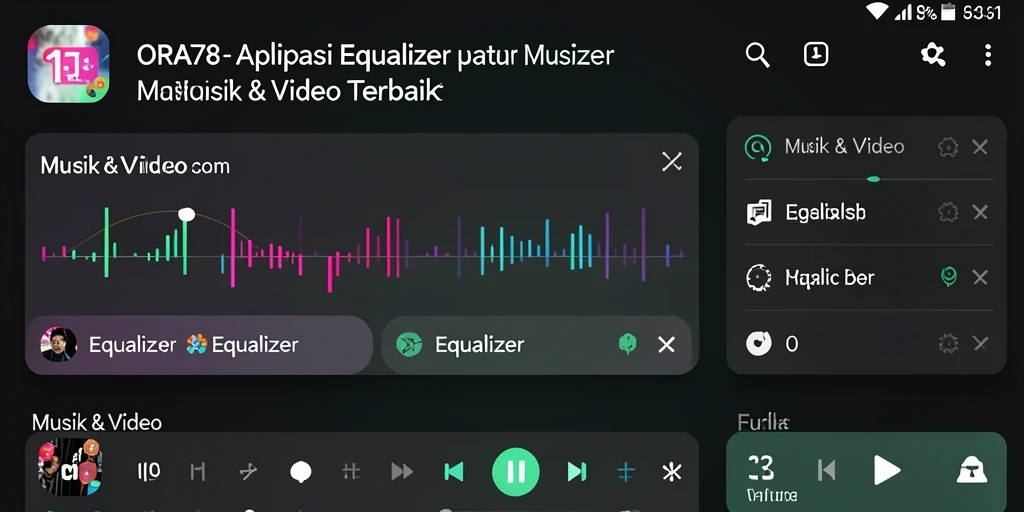 Antarmuka aplikasi ORA78 dengan fungsi Equalizer yang intuitif.