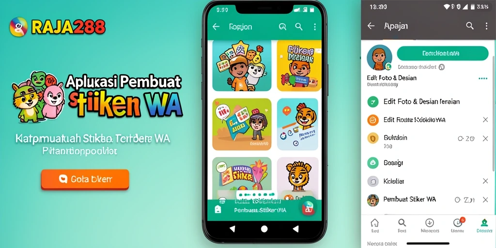 Tampilan antarmuka RAJA288 saat membuat stiker WA.