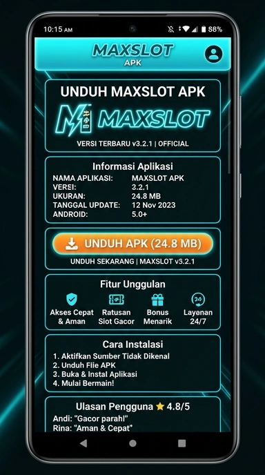 Tampilan halaman APK maxslot