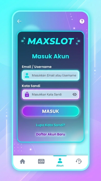 Tampilan halaman login maxslot